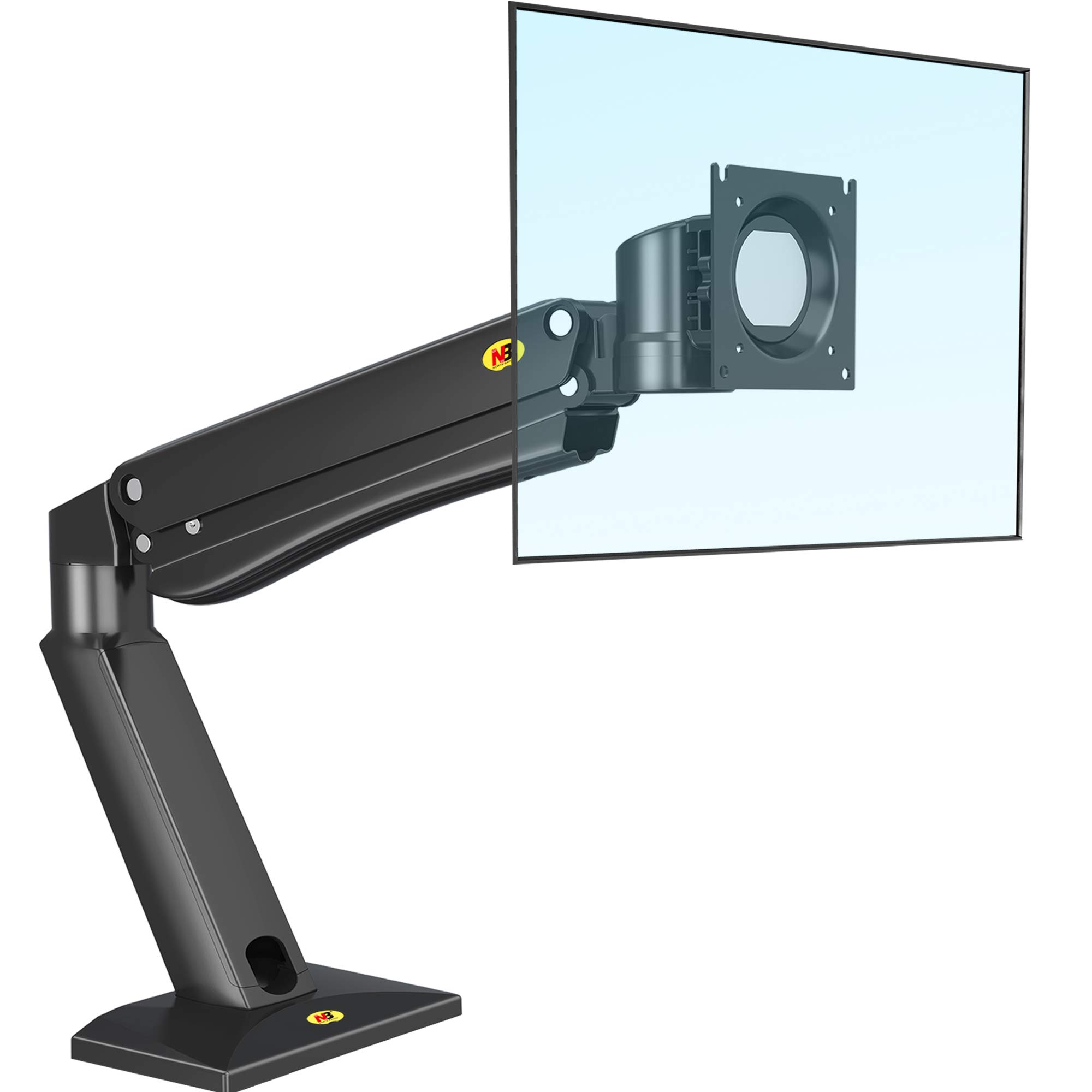 North Bayou Heavy Duty Monitor Arm Desk Mount - Full Motion Adjustable Stand for 24-42 Inch Screens (4.4-33 lbs Weight Capacity) - Ergonomic Gaming & Office Monitor Stand (Model NB45-B) - Perfect for Workstations, Home Offices & Gaming Setups