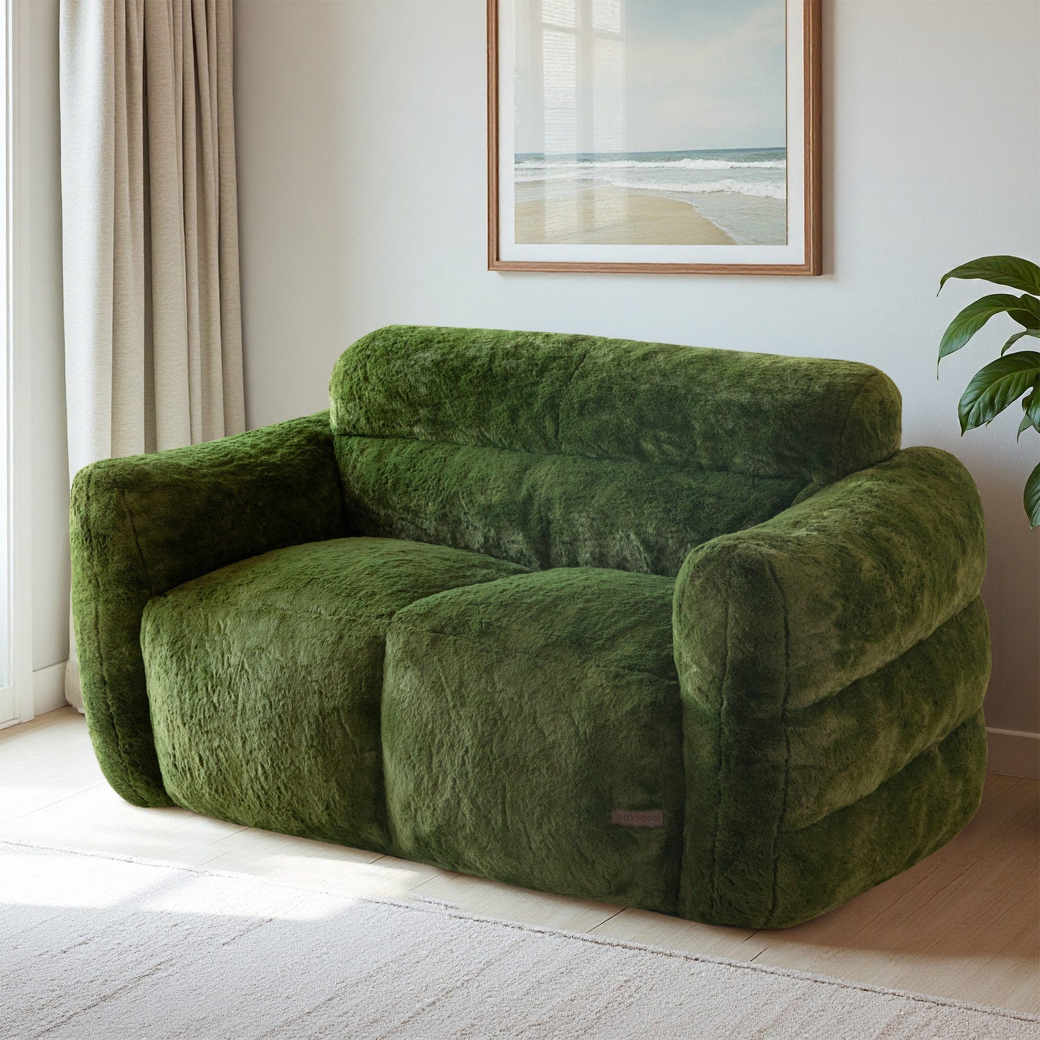 MAXYOYO Giant Bean Bag Chair - Ultra Soft Faux Fur Oversized Lounger for Adults & Teens, Green - Perfect for Bedroom, Living Room, Game Room & Dorm Relaxation