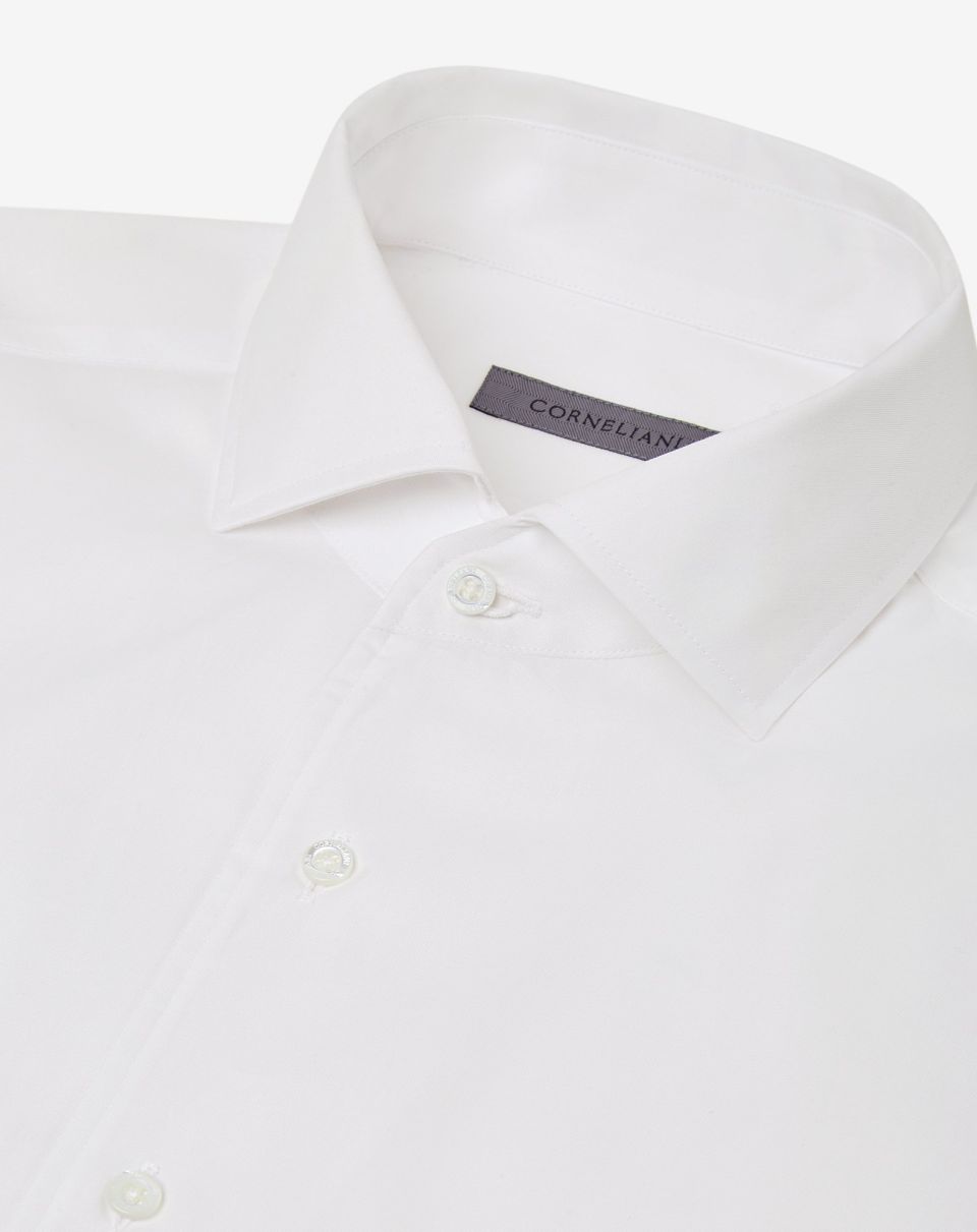 Corneliani Premium White Fine Twill Dress Shirt for Men | Business & Formal Wear | Office, Wedding & Special Occasions