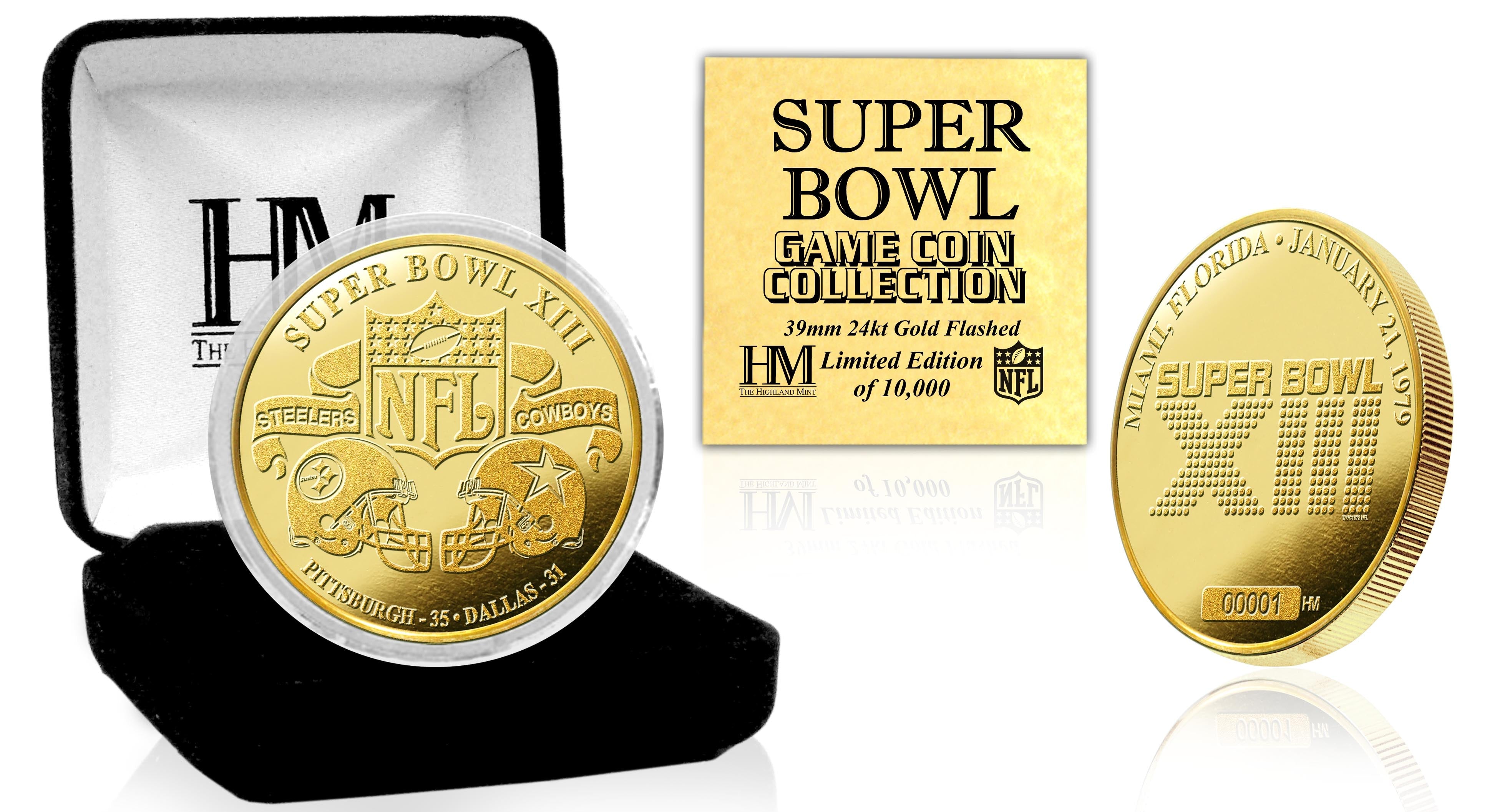 Super Bowl XIII 24kt Gold Commemorative Coin - Limited Edition Collectible for Football Fans, Sports Memorabilia & Game Day Decor