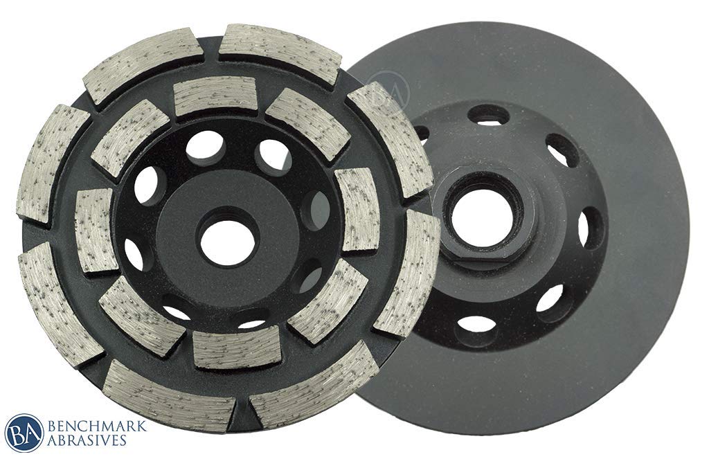 Benchmark Abrasives 4 Inch Double Row Diamond Grinding Cup Wheel for Angle Grinder - 5/8