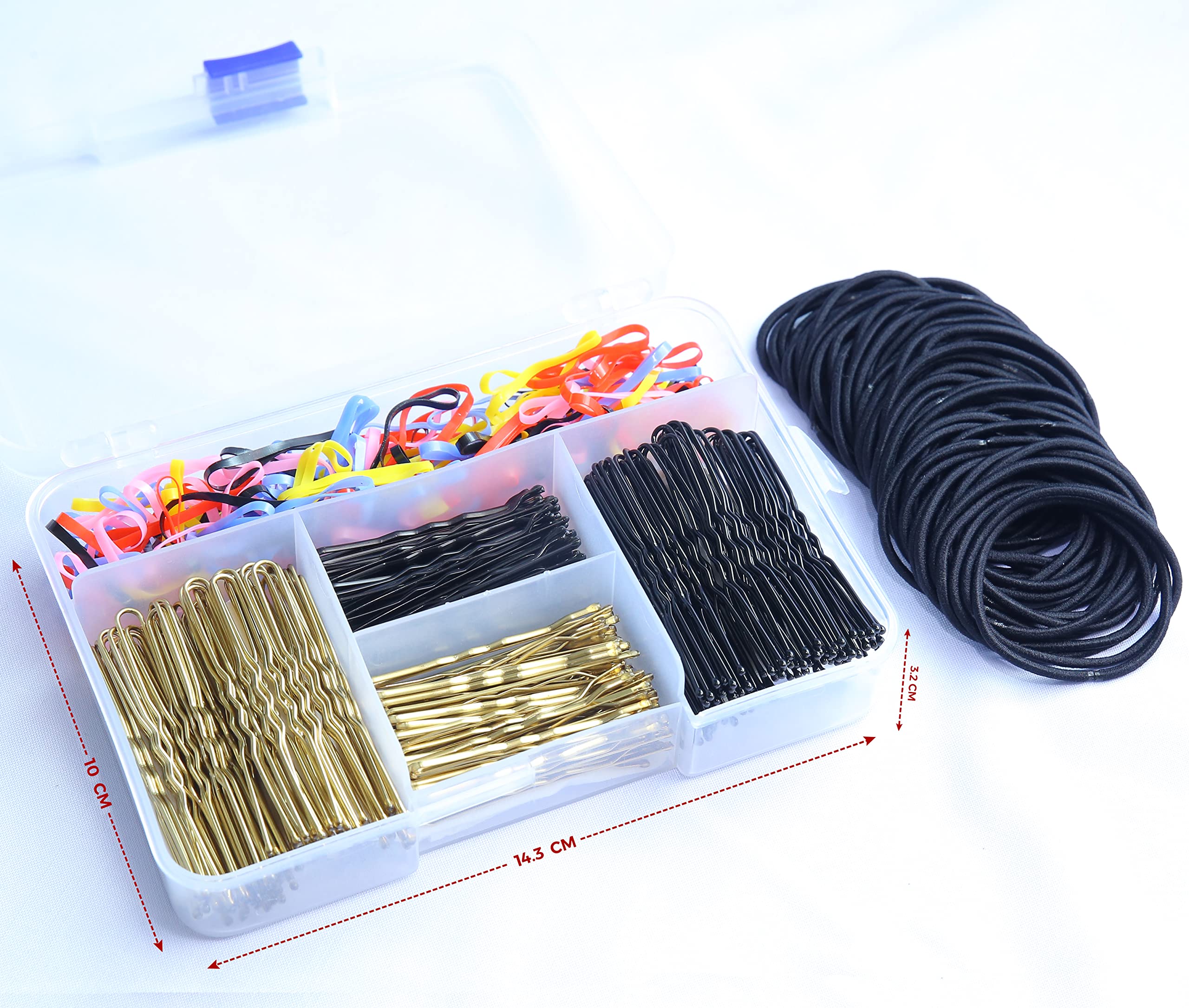 340 Pcs Blonde & Black Bobby Pins with 120 Hair Bands & 30 Elastic Bands - Hair Pins for Buns, Kirby Grips, Hair Ties & Bobbles - Perfect for Women's Hairstyling, Updos, Ponytails & Everyday Hair Accessories