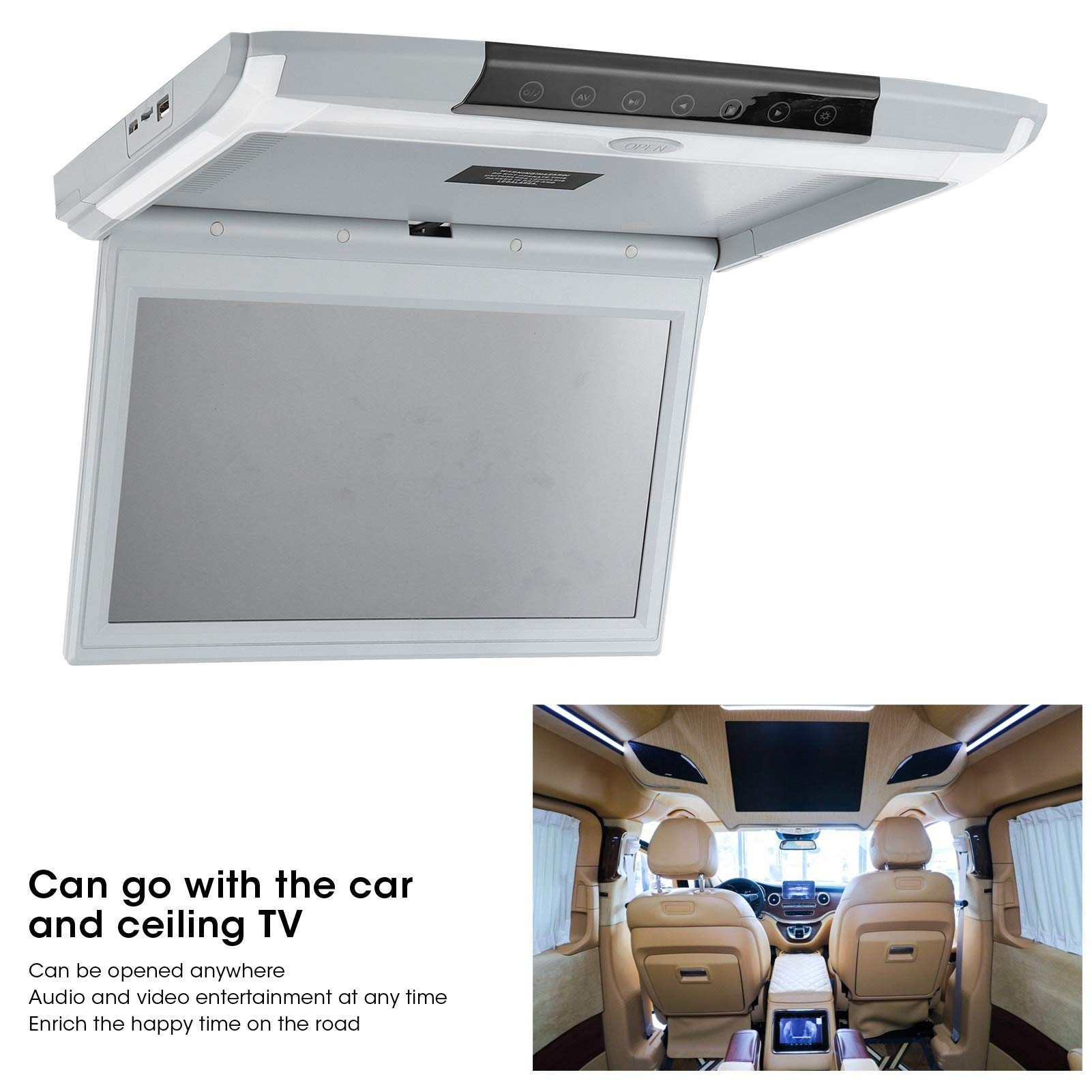 11.6 Inch HD 1080P Car Ceiling Monitor - Foldable Wide Screen Vehicle Display with USB/TF/HDMI/FM Inputs & Remote Control | Perfect for Road Trips, Family Travel & Entertainment