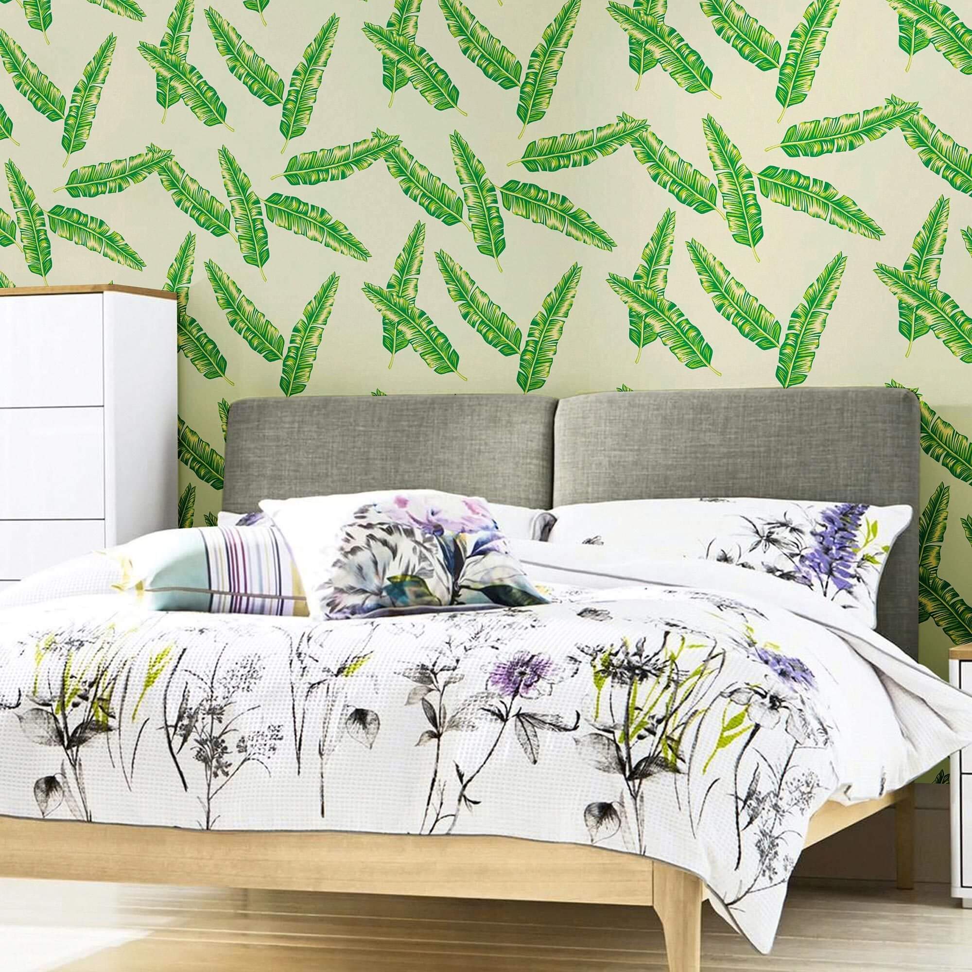 Green and Yellow Textured Floral Peel and Stick Removable Wallpaper - Self-Adhesive Decorative Wall Covering for Bedroom, Living Room, Nursery & Home Decor