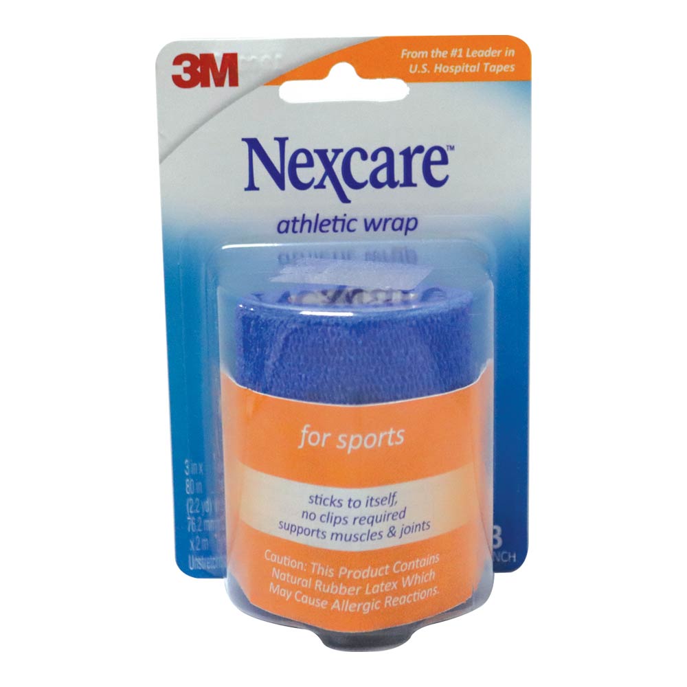 3M Nexcare Athletic Wrap Tape - 3 Inch x 2.2 Yards, Blue - Premium Sports & First Aid Support for Wrists, Ankles & Joints - Ideal for Athletes, Gym Workouts & Injury Recovery