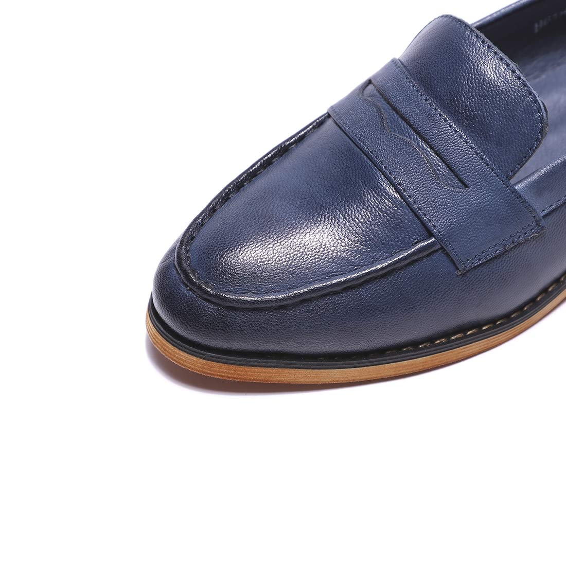 Women's Classy Leather Penny Loafers - Slip-On Dress Casual Flat Shoes for Office & Work | Comfortable & Stylish Ladies Loafers for Everyday Wear, Business Attire & Travel