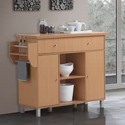 Custom Kitchen Island with Spice Rack & Towel Holder - Solid Beech Wood | Space-Saving Organizer for Spices, Utensils & Kitchen Towels | Perfect for Small Kitchens & Cooking Enthusiasts