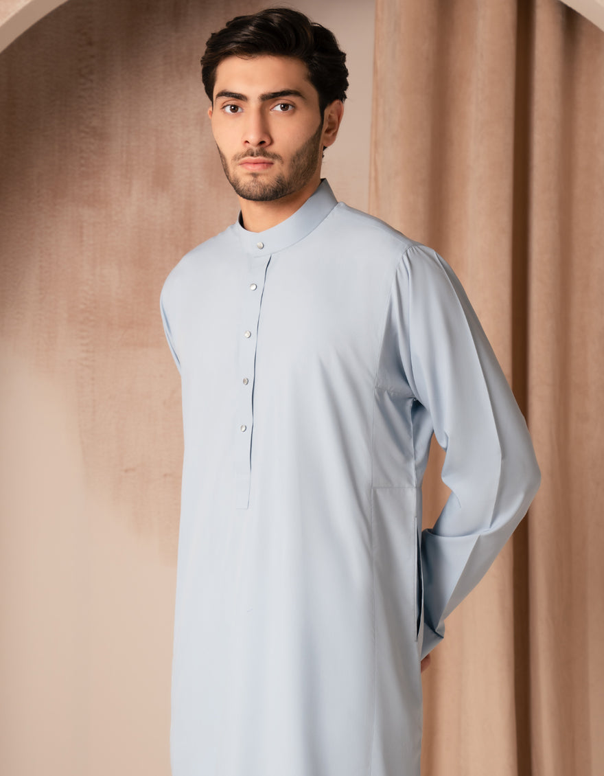 Premium Blended Light Blue Jubba by J. Junaid Jamshed - Elegant Islamic Prayer Wear for Men - Perfect for Eid, Friday Prayers & Special Occasions
