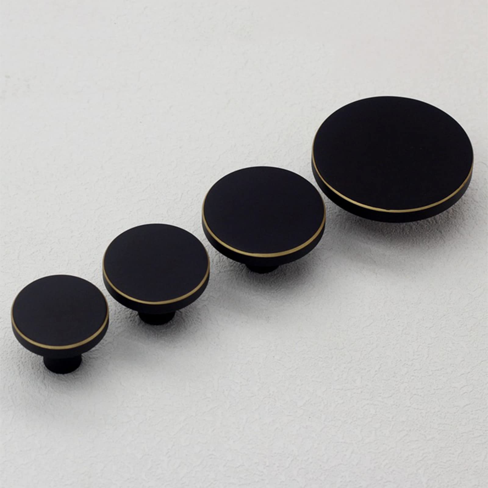 Solid Brass Cabinet Knobs - 4Pcs Round Drawer Pulls for Kitchen & Dresser