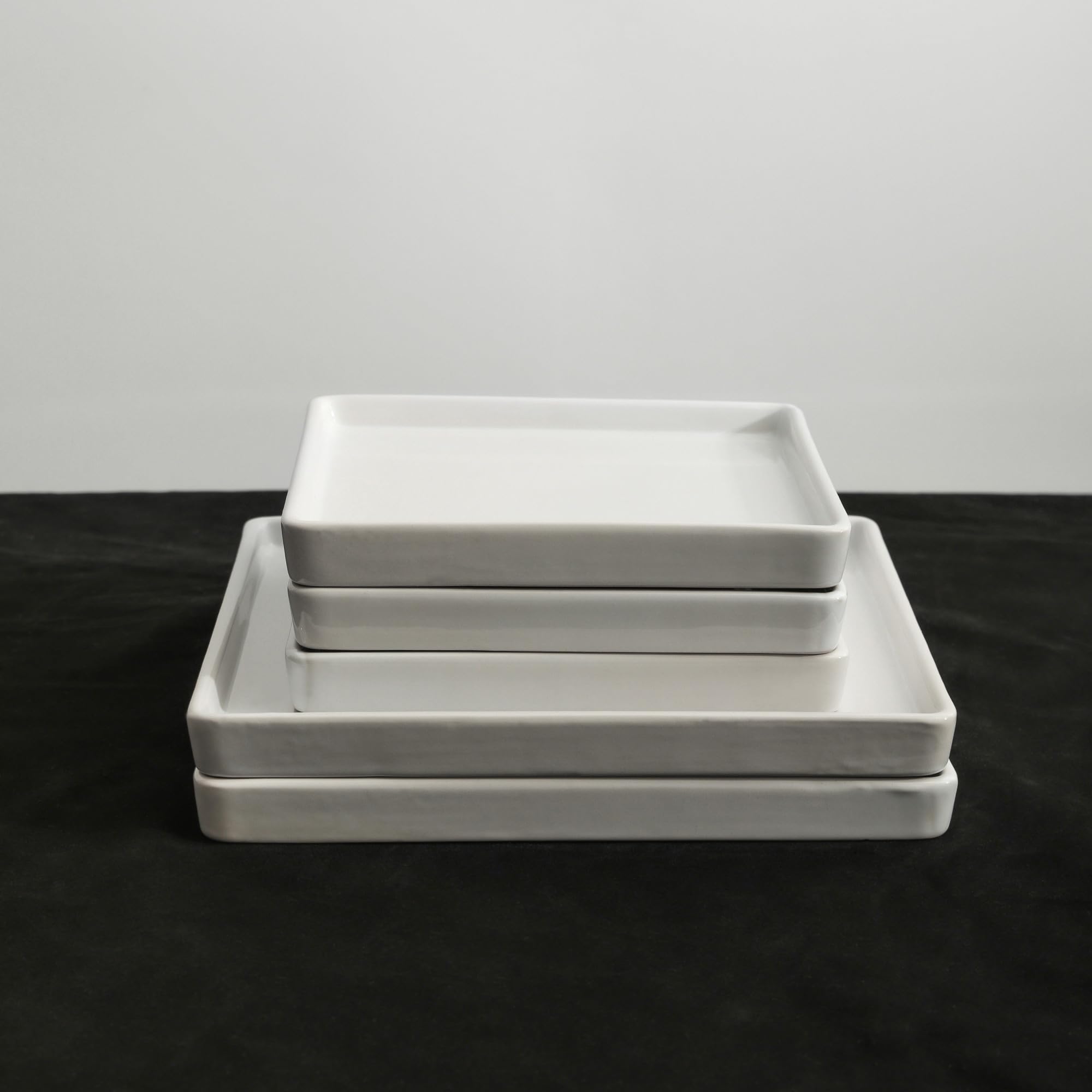 Premium 12-Piece Stoneware Dinnerware Set for 4 - White Square Plates & Bowls - Durable Stone Lain Grace Collection - Perfect for Everyday Dining, Dinner Parties & Restaurant Use