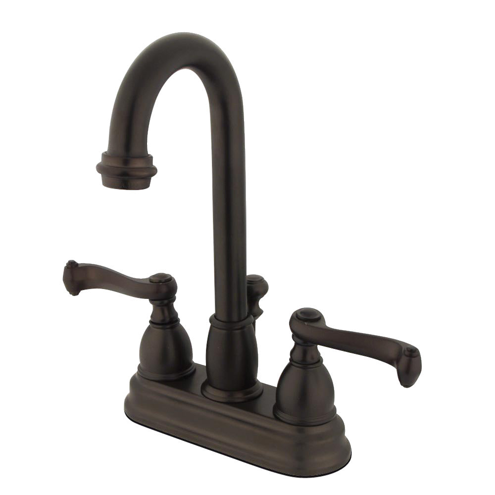 Kingston Brass KB3615FL 4-Inch Centerset Bathroom Faucet - Chrome Finish, Single Handle, Ideal for Bathroom Sink Vanity and Powder Room Installation