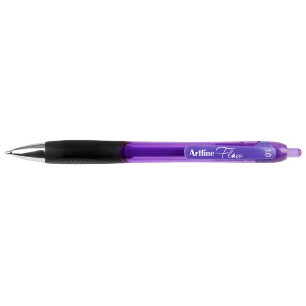 Artline Flow Retractable Ballpoint Pens - 12 Pack Purple Ink Pens for Smooth Writing | Ideal for Office, School & Home Use
