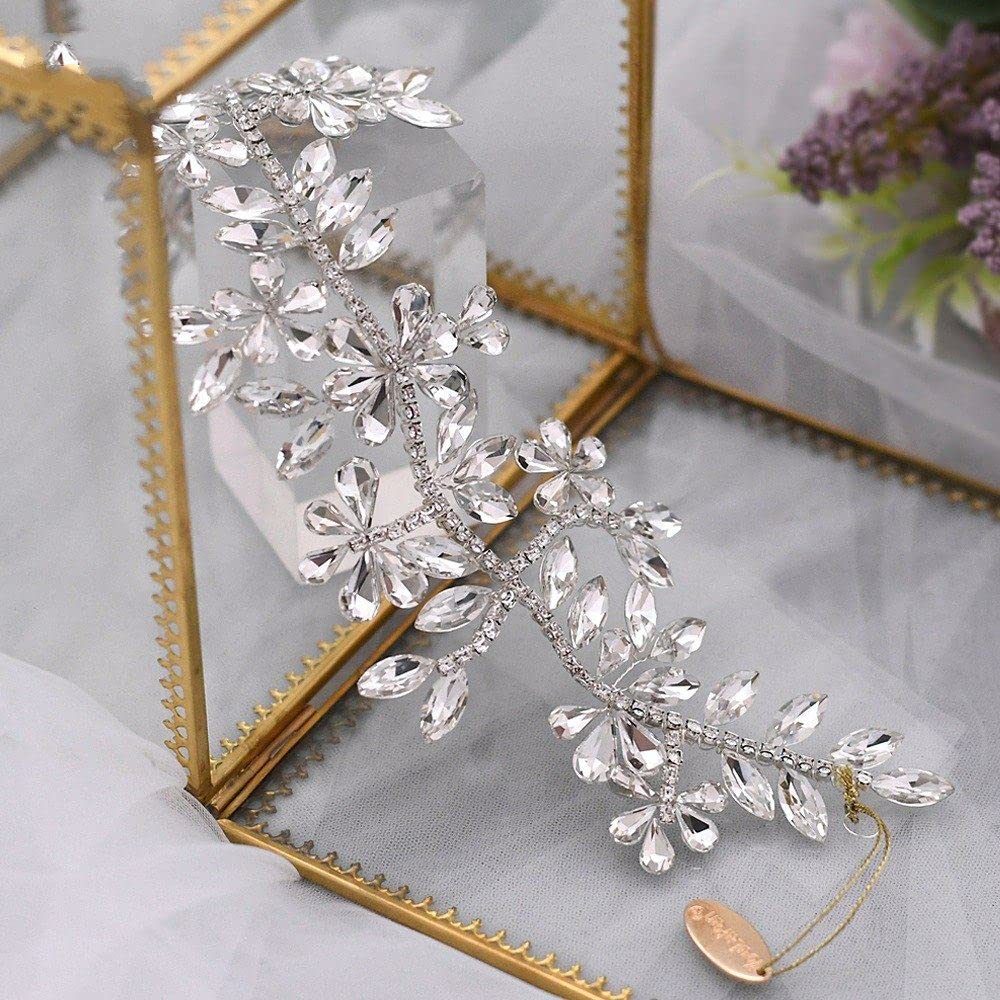 Elegant Handmade Crystal Flower Tiara for Women & Girls - YURT Bride Wedding Hair Accessories, Delicate Bridal Princess Crown for Pageant, Prom, Party & Costume | Perfect for Weddings, Special Occasions & Photo Shoots