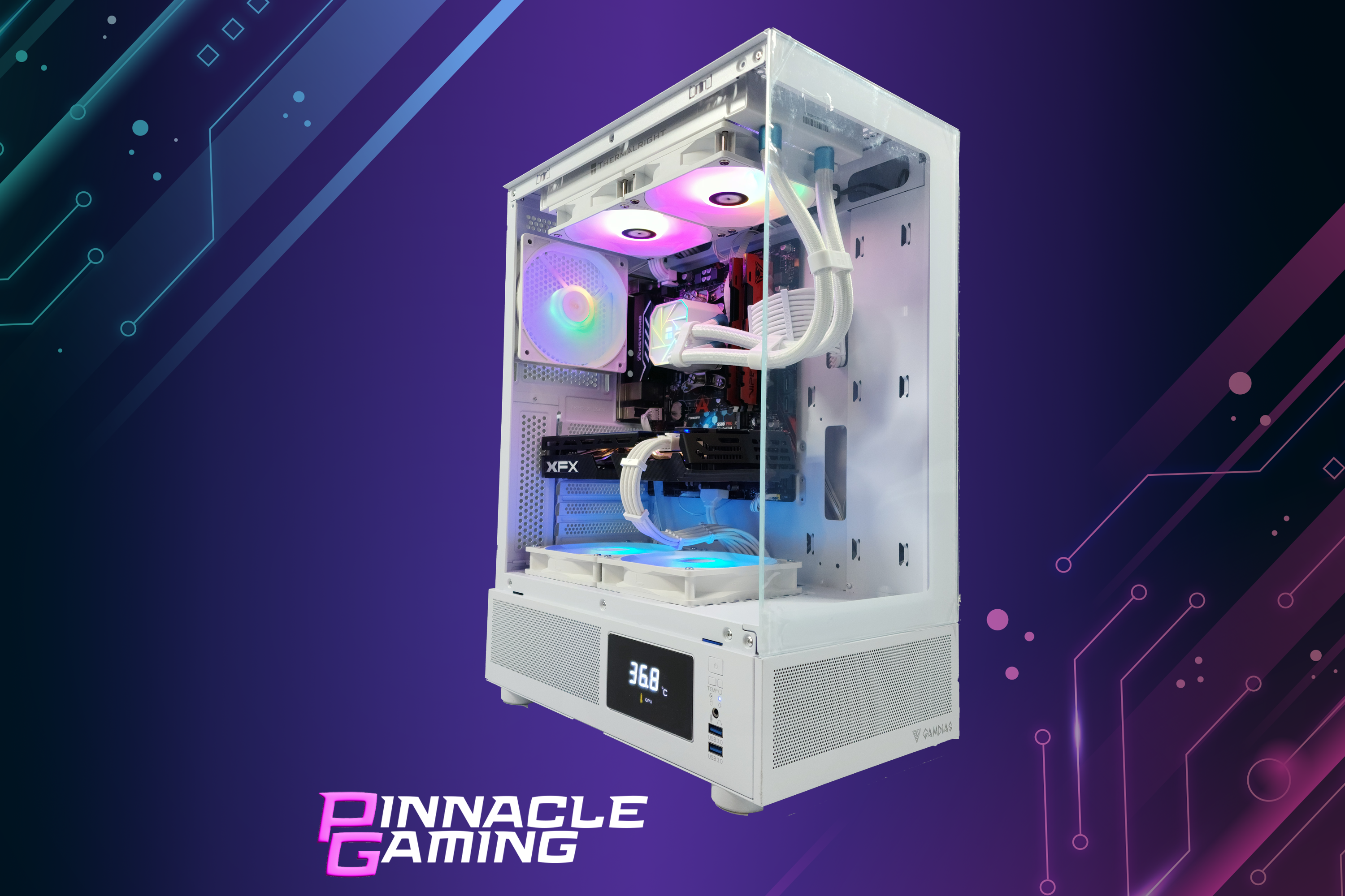 Custom Gaming PC - RTX 5070, Ryzen 5, 2TB SSD, 64GB DDR5, WiFi, Atlas White - Ultimate Gaming & Streaming Desktop for Esports & 4K Gaming