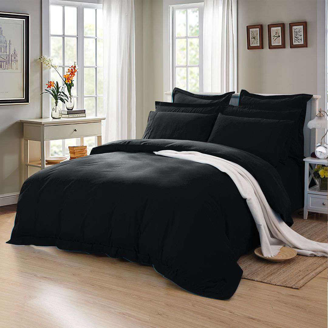 Premium 1000TC Black Duvet Cover Set - Single Size Luxury Bedding for Hotel & Home Use - Soft Breathable Cotton Quilt Cover for All Seasons
