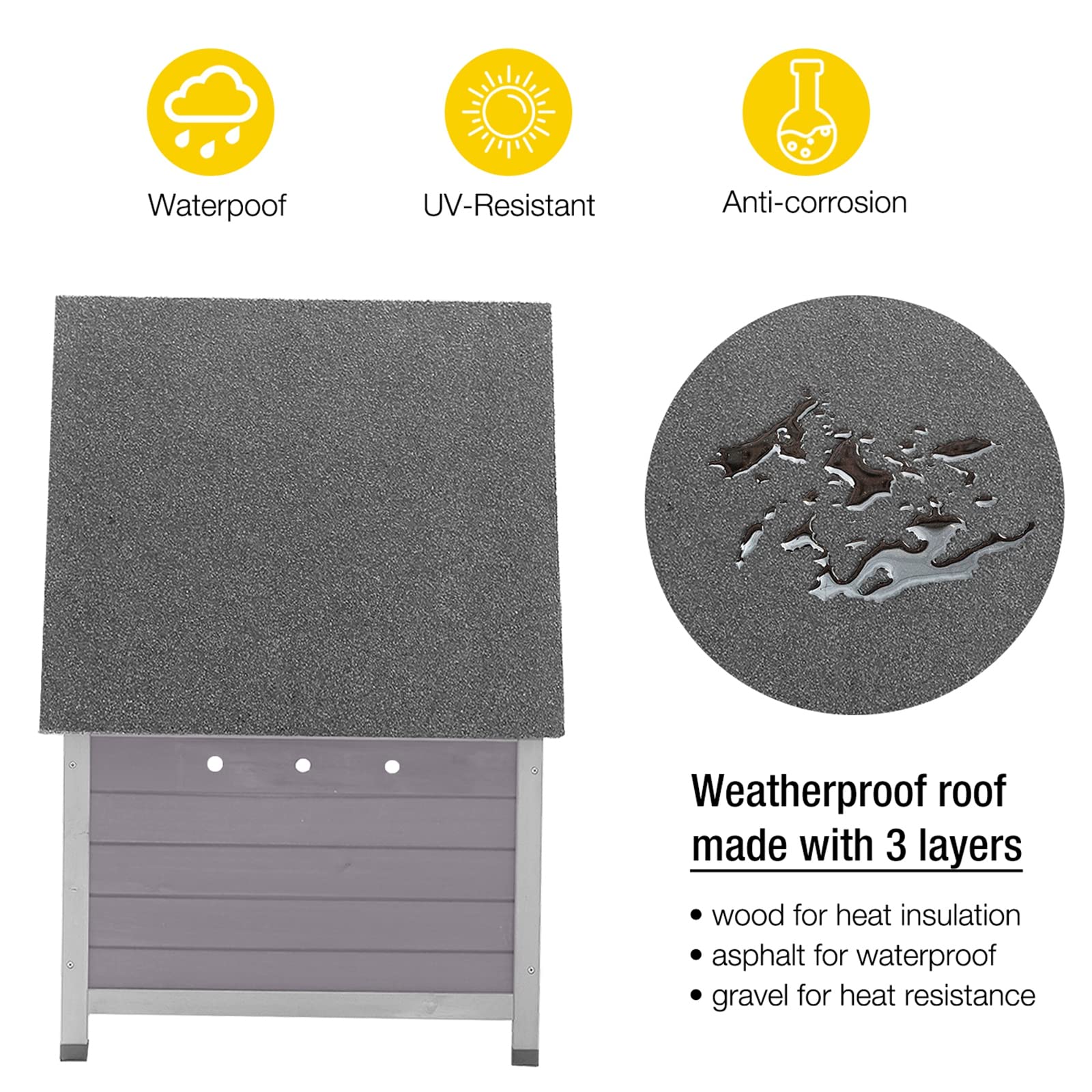 Aivituvin Weatherproof Wooden Cat House for Outdoor Cats - Durable Feral Cat Shelter with Removable Roof, Perfect for Backyard, Garden & Patio Use