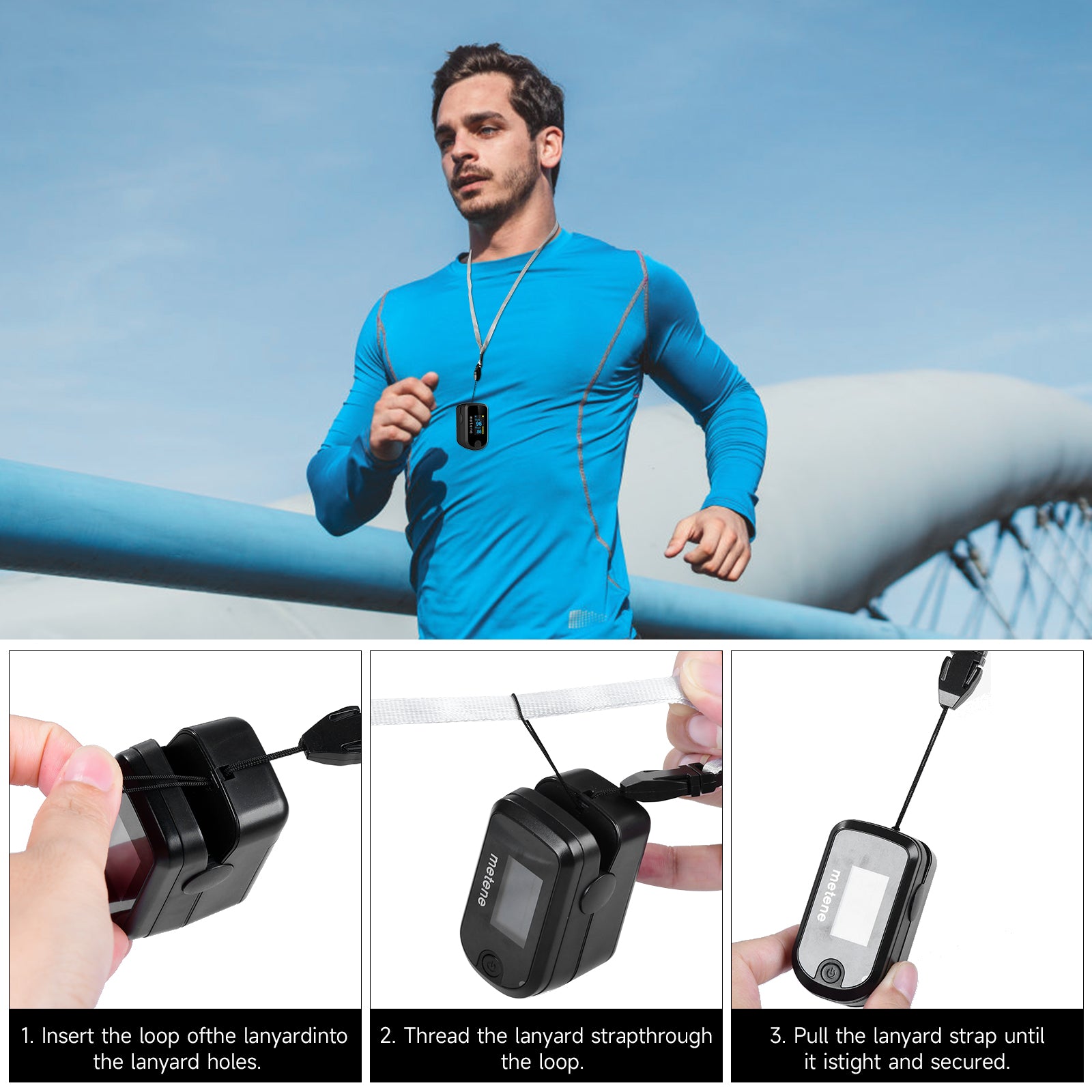 Metene Fingertip Pulse Oximeter with OLED Display - Blood Oxygen Saturation & Heart Rate Monitor - Includes Batteries & Lanyard - Portable Oxygen Meter for Home Use, Travel, and Sports Activities