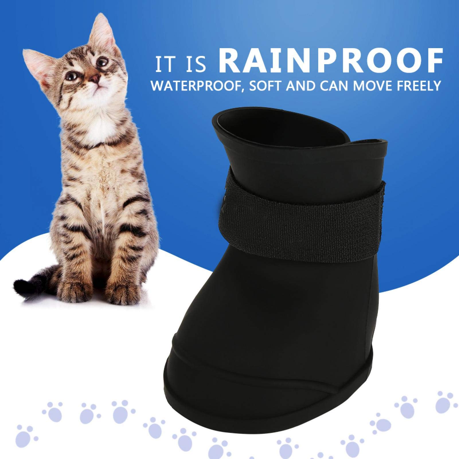 4 Pairs Waterproof Anti-Slip Dog Boots - Fashionable Silicone Pet Shoes for Puppy & Small Dogs - Protective Rain & Winter Boots for Walking, Hiking & Outdoor Adventures (Black, Medium)
