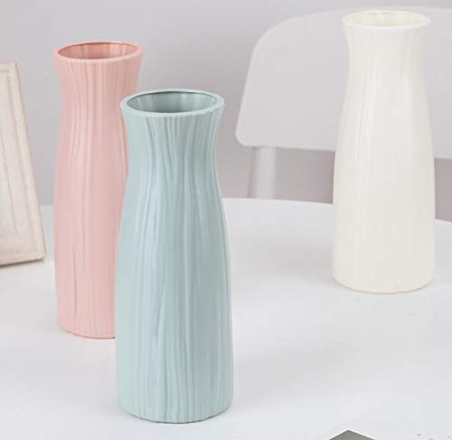 Durable Plastic Vase with Ceramic Look - Unbreakable Flower Vase in Narrow Dusty Pink | Perfect for Home Decor, Wedding Centerpieces & Office Arrangements