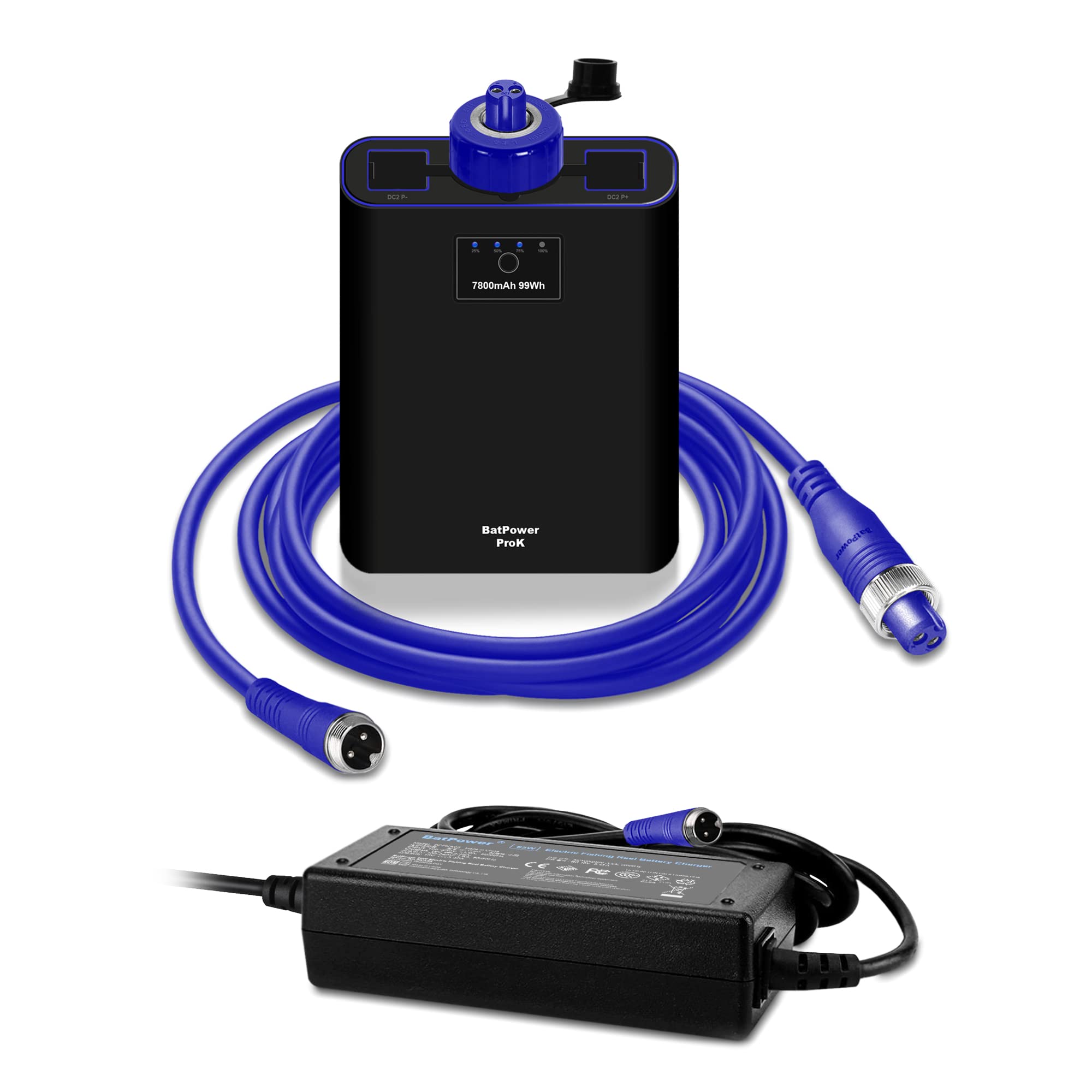 BatPower ProK Electric Fishing Reel Battery & Charger for Banax Kaigen 7000/1500/1000/500/300/150 - High Capacity Replacement Battery Pack for Saltwater & Freshwater Fishing - Perfect for Deep Sea Fishing, Trolling, and Offshore Angling
