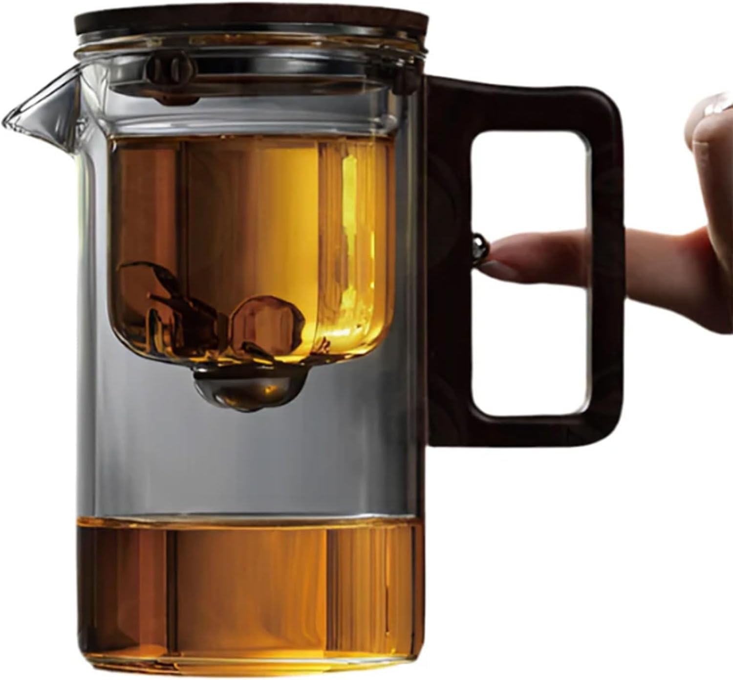 Auraleaf Glass Teapot with Wooden Handle - 720ml Water Separation Teapot for Blooming Tea & Loose Leaf Tea - Perfect for Tea Ceremonies, Home Brewing & Witchcraft Tea Rituals
