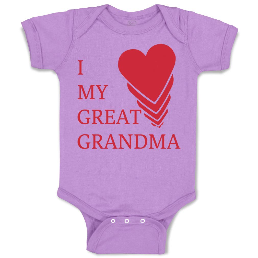 Funny Custom Baby Bodysuit - I Love My Great Grandma Cotton Onesie for Newborns | Cute Lavender Design for Boys & Girls | Perfect for Family Photos & Grandparents Day Gifts