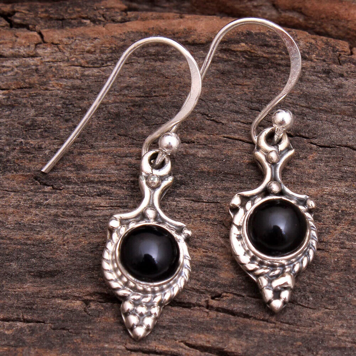 Genuine Black Onyx Gemstone Sterling Silver Drop Earrings for Women - Bezel Set Dangle Earrings with Ear Wires - Elegant Bridesmaid Jewelry & Christmas Gift - Perfect for Weddings, Parties, and Special Occasions