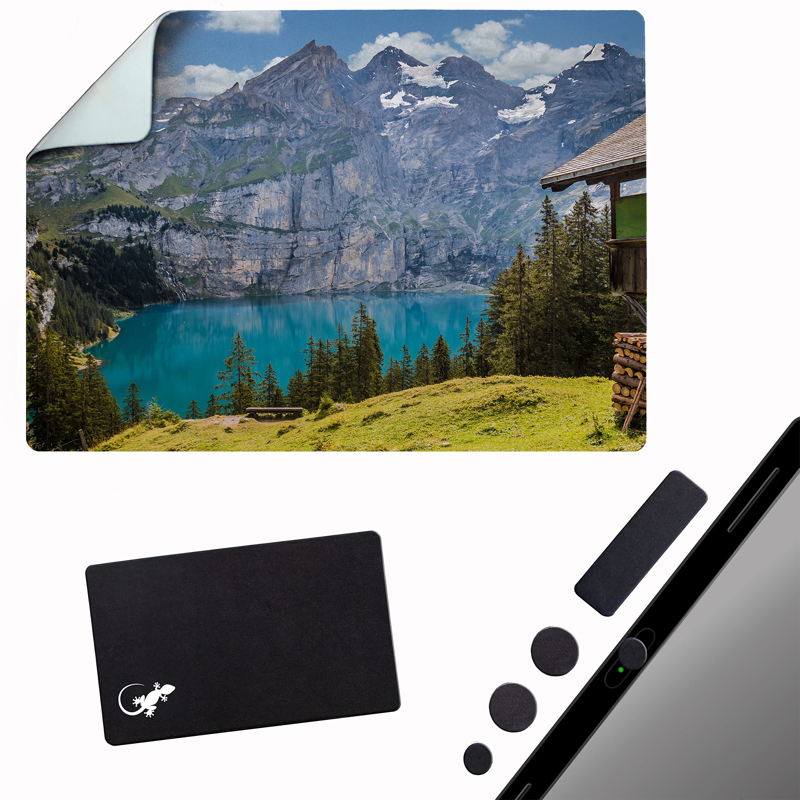 Non-Slip Adhesive Mouse Pad - Sticky & Portable Travel Mouse Mat for Laptop, PC, Office & Home Use - Easy Peel & Stick Design for Any Flat Surface - Perfect for Work, Gaming & Remote Office Setup - Mountain Chalet Design