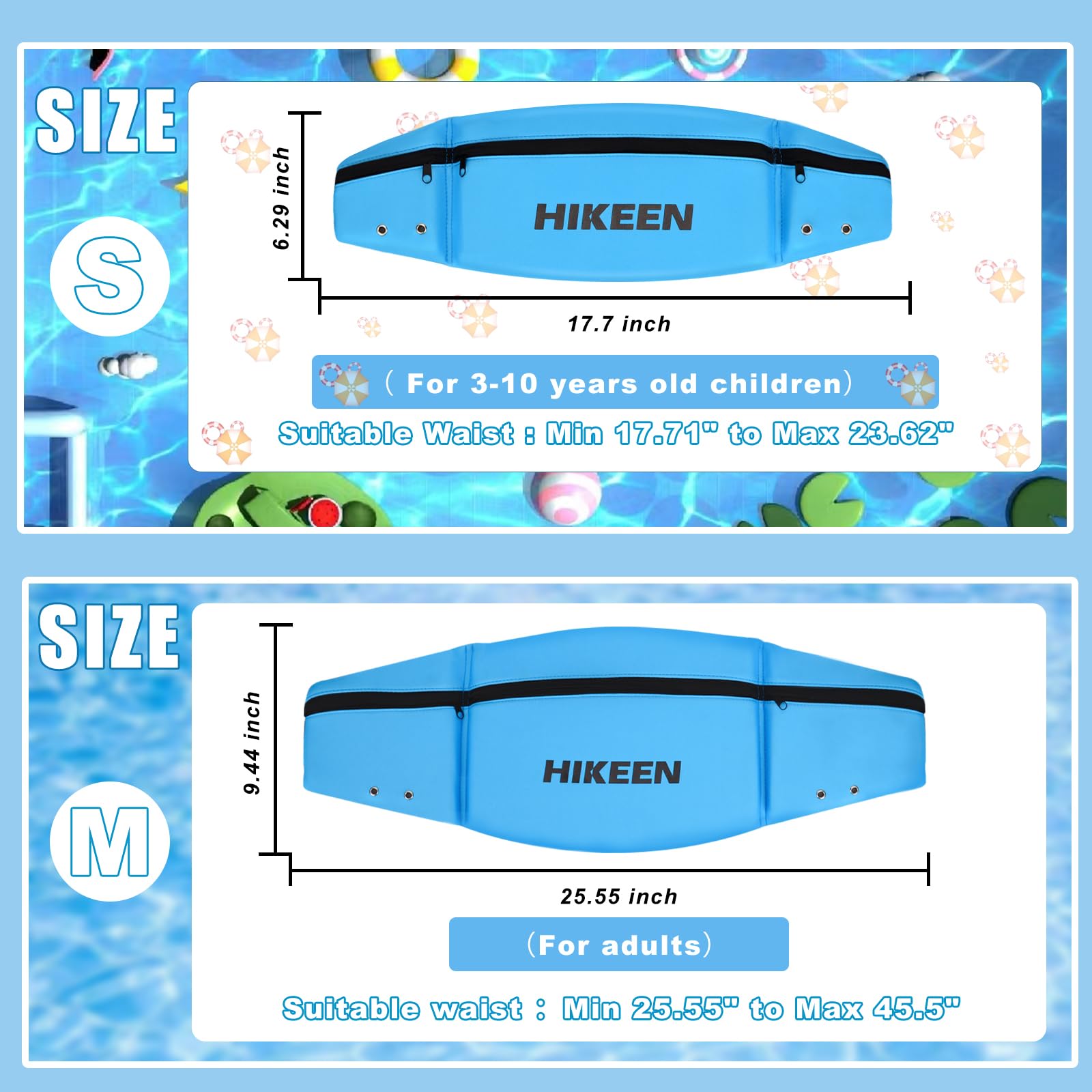 Hikeen Swim Belt for Adults & Kids - Water Aerobics Equipment with Pocket for Pool Exercises & Workouts - Perfect for Swimming Training & Fitness