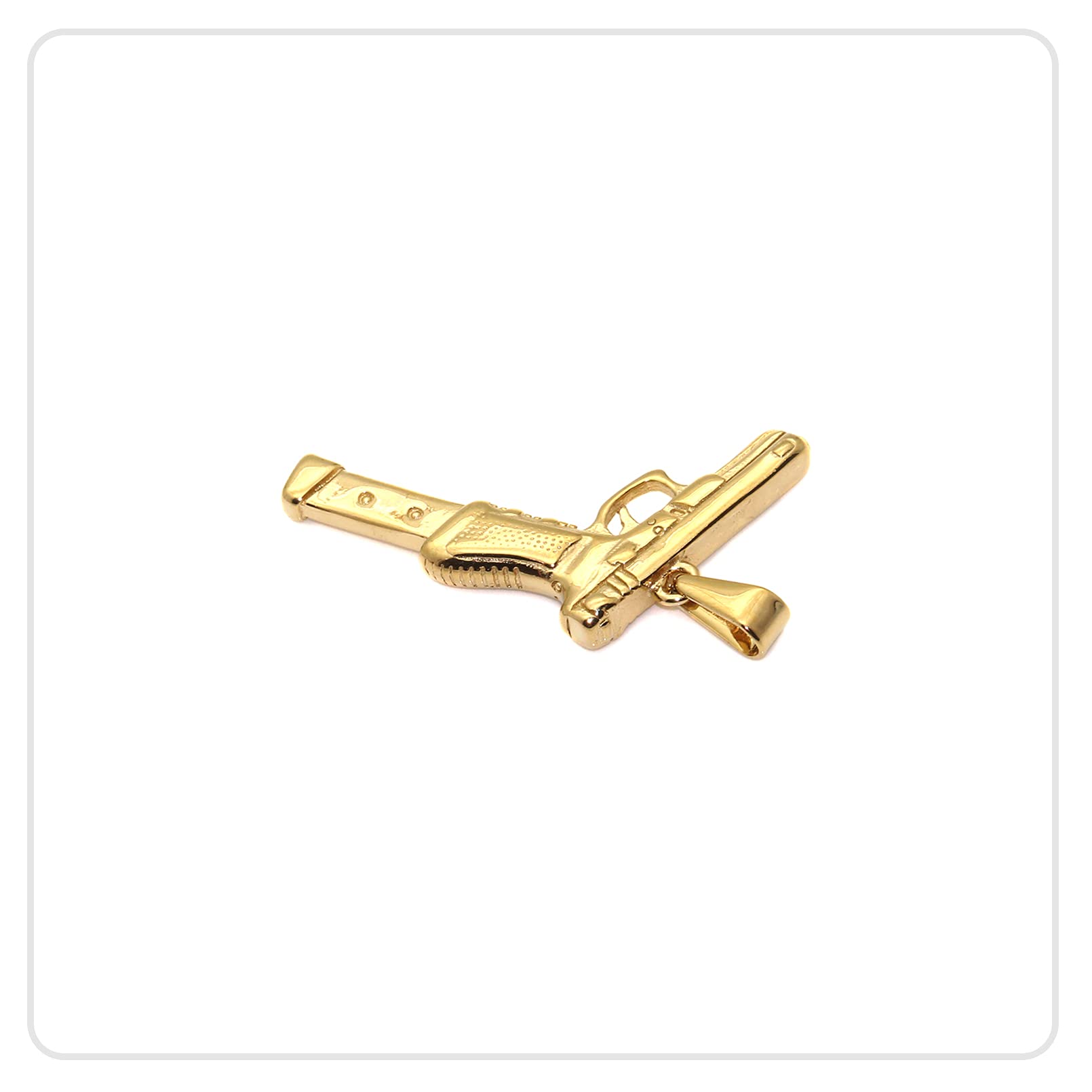 Hip Hop Stainless Steel Gang Gun Tag Pendant Necklace with 24