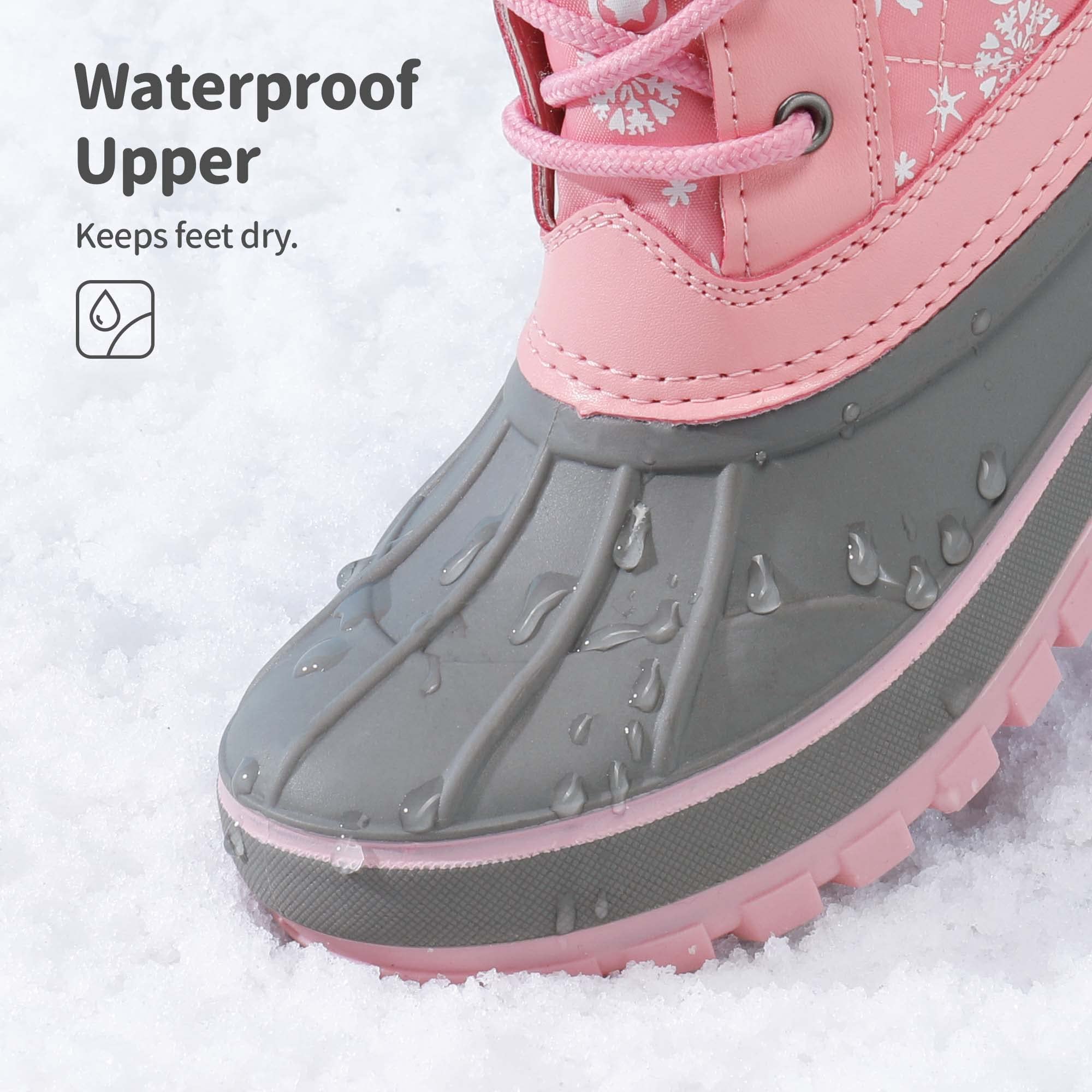 **DREAM PAIRS Kids Snow Boots for Girls & Boys - Waterproof Winter Boots with Faux Fur Lining, Anti-Slip Sole, Warm & Cozy for Outdoor Play, School & Snow Days**