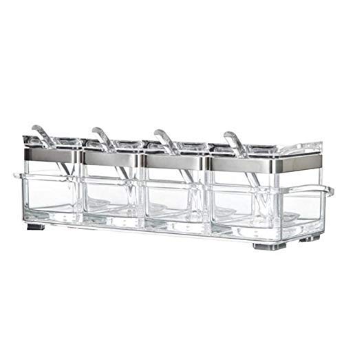 Durable Acrylic Spice Jar Set - 6-Piece Corrosion-Resistant Seasoning Box with Cruet Bottles for Kitchen & Dining | Perfect for Organizing Spices, Herbs, and Condiments on Countertops or in Pantries