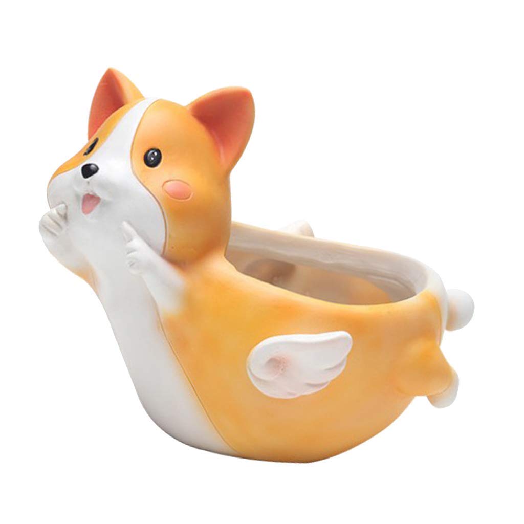 Modern Resin Succulent Planter - Corgi Design Indoor Flower Pot for Plants, Home & Office Decor | Perfect for Succulents, Cacti, Small Flowers, and Tabletop Decor