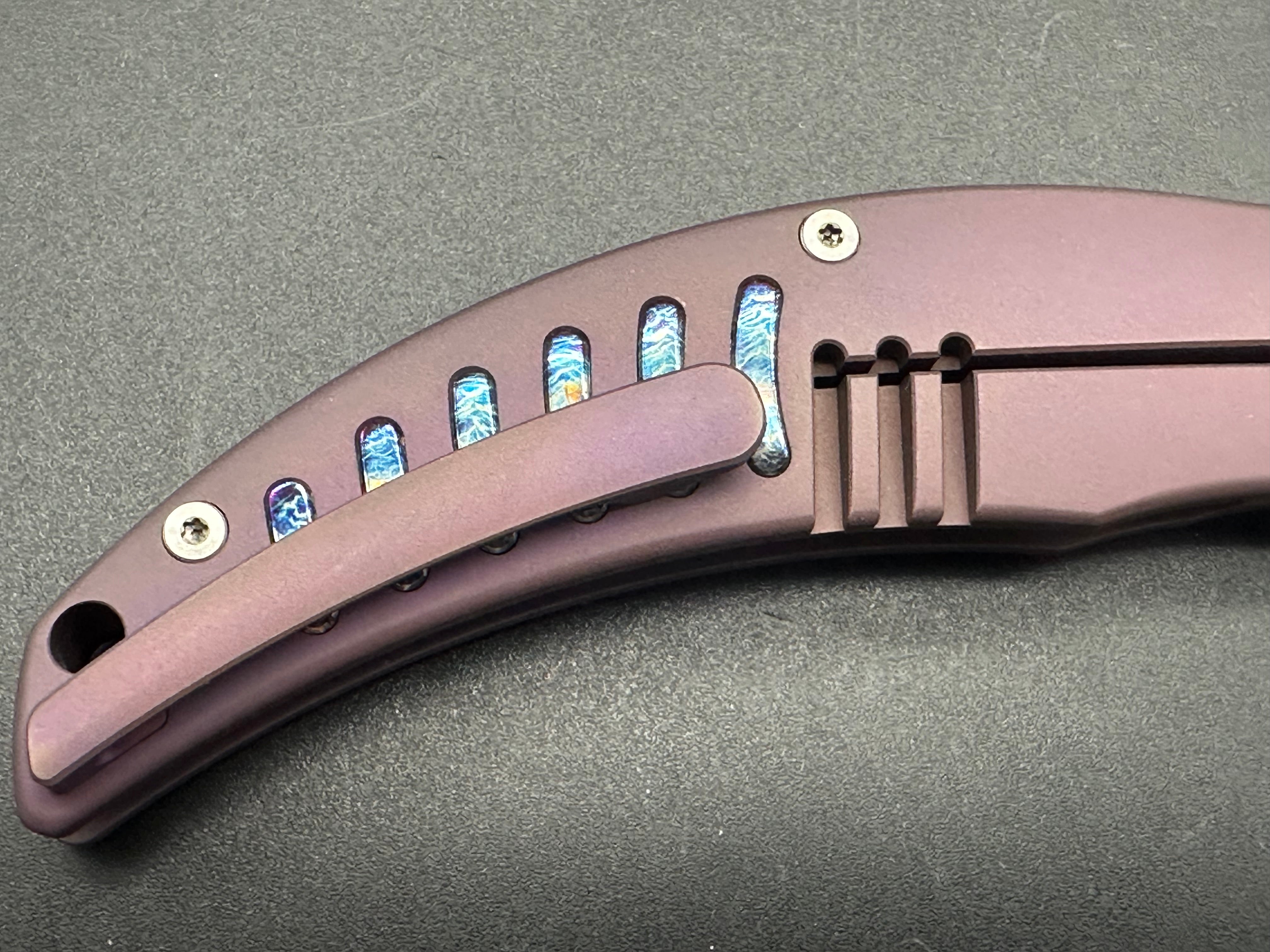 CH Knives Sultan Folding Knife - Purple Titanium Handle, S35VN Steel Plain Edge - EDC, Outdoor Camping, Survival & Everyday Carry