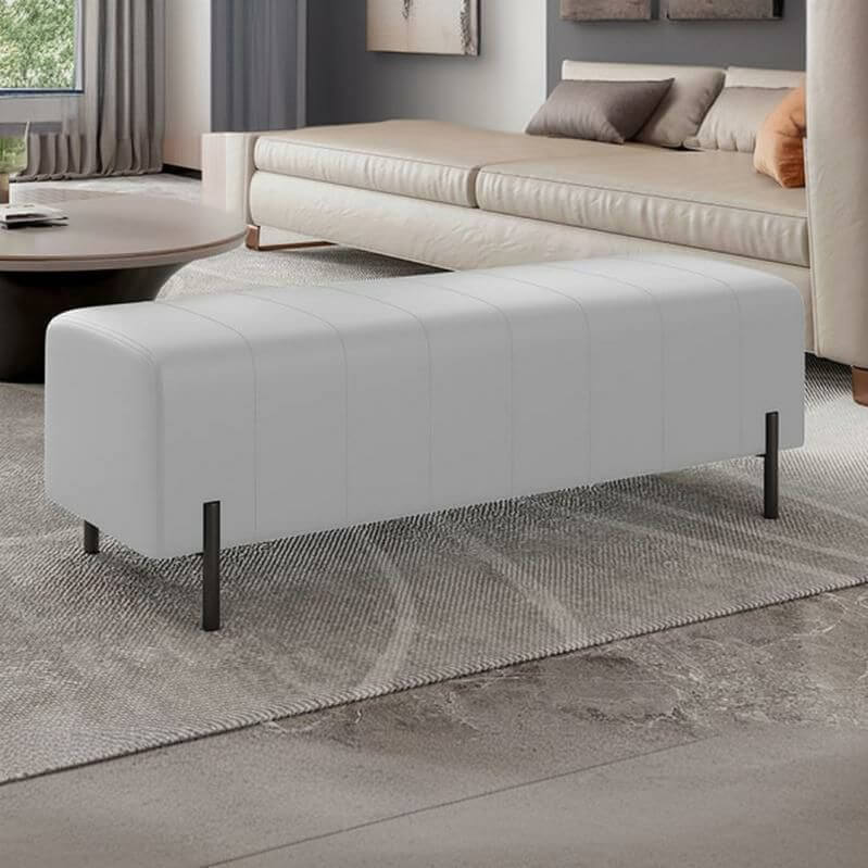 Premium Faux Leather Storage Ottoman Bench - Modern Rectangular Footrest with Tufted Design for Living Room, Bedroom & Entryway - Perfect Home Decor for Women