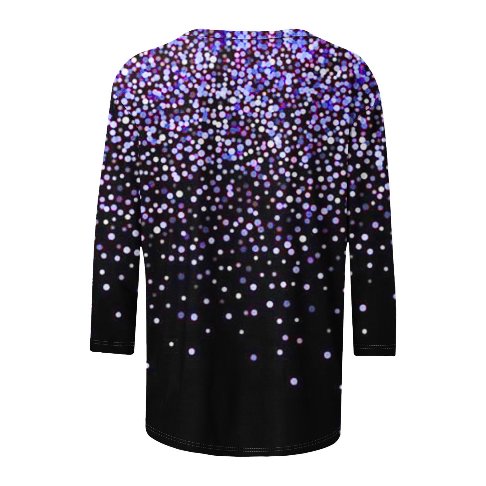 Sparkle Crewneck 3/4 Sleeve Tunic Top for Women - Trendy Summer Vacation Shirt, Casual & Dressy Fashion Tunic - Perfect for Beach Outings, Date Nights & Office Wear