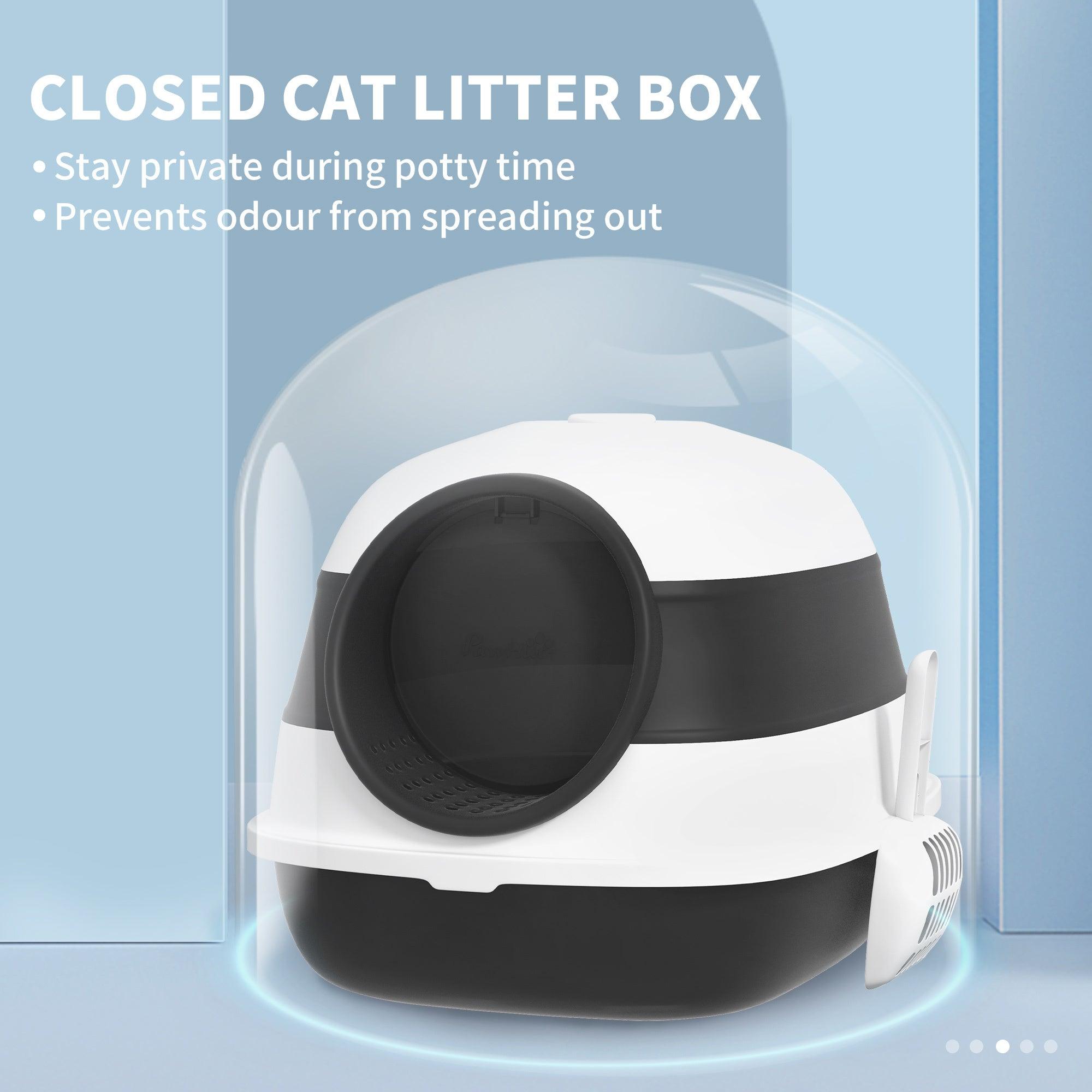 Best Covered Cat Litter Box with Lid - Large High-Sided Design, Built-in Air Freshener, Dual Entry Doors | Foldable & Easy to Clean | White & Black Options | Perfect for Small Spaces & Odor Control