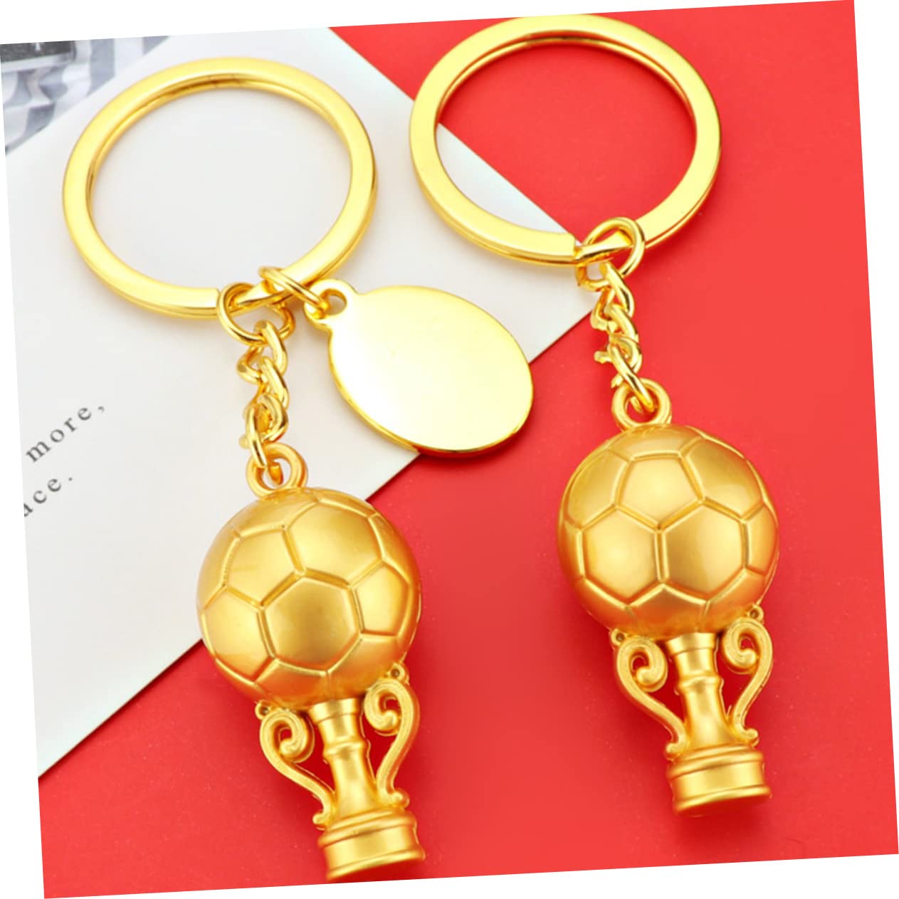 BESPORTBLE 2-Pack Golden Soccer Keychain Set - Zinc Alloy Football Keyring Decor for Backpacks & Keys - Perfect Gift for Soccer Fans (2pcs x 2) - Great for Game Days, Fan Gifts & Sports Enthusiasts