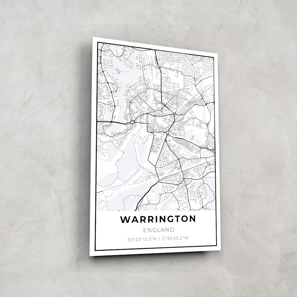 Warrington Map Glass Wall Art - Elegant Home Decor for Living Room, Office & Gifts - Customizable Framed Glass Print for Modern Interior Design