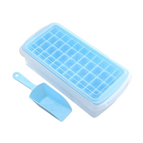 YHJIC 44 Nugget Silicone Ice Cube Tray with Lid & Storage Bin - Leakproof Freezer Ice Maker with Scoop & Cover - Perfect for Cocktails, Smoothies & Party Drinks