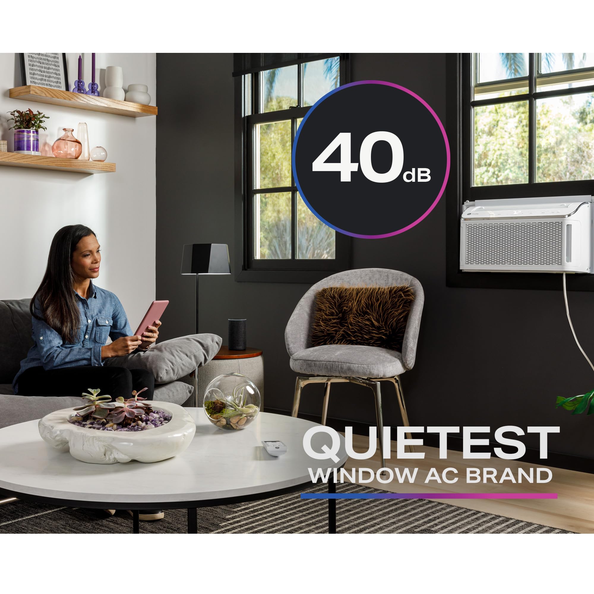 GE Profile Ultra Quiet 6,200 BTU WiFi Window Air Conditioner - Smart Cooling for Small Rooms (12x14 ft) with Easy Installation Kit | Perfect for Bedrooms, Home Offices & Apartments | Energy Efficient White Window AC Unit