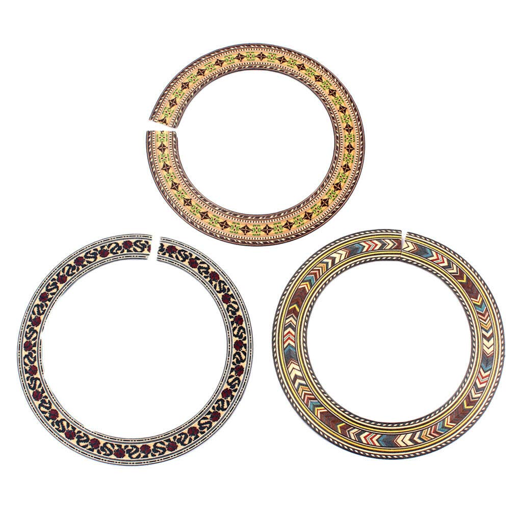 3Pc Classical Guitar Wood Inlaid Soundhole Rosette - Premium Acoustic Guitar Parts for Repair & Customization | Perfect for DIY Guitar Upgrades & Luthier Projects