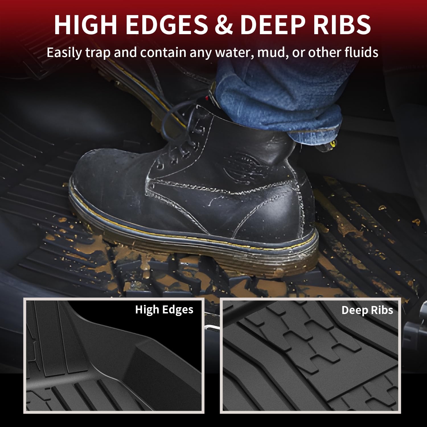 LASFIT Custom Fit All-Weather TPE Floor Mats for Lincoln MKC 2015-2019 - 1st & 2nd Row Black Car Floor Liners | Durable Protection Against Mud, Snow & Spills | Perfect for Daily Commute, Road Trips & Family Adventures
