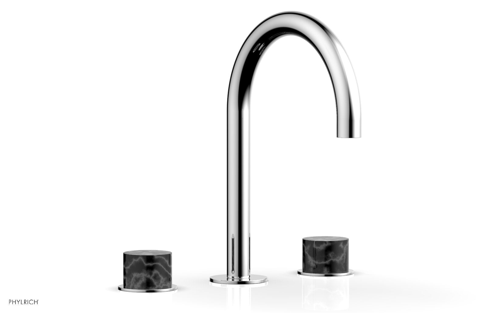 Premium BASIC II Widespread Bathroom Faucet with Black Marble Handles - 8 Inch Centerset, Matte Black Finish for Modern Vanities - Perfect for Guest Bathrooms & Powder Rooms
