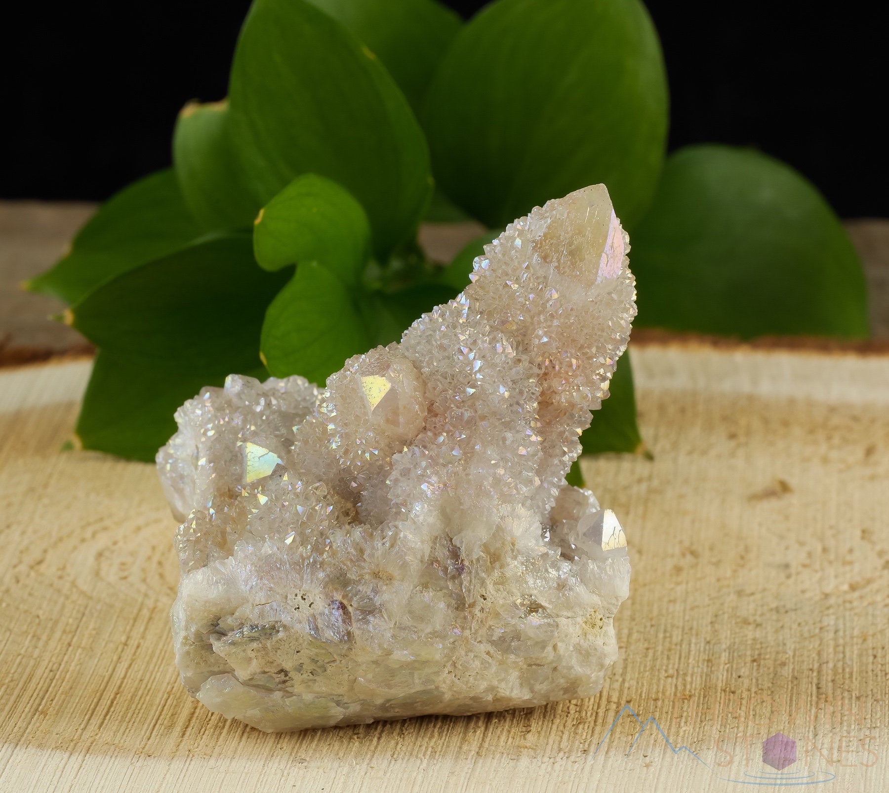 AURA QUARTZ Angel White Rainbow Quartz Crystal Cluster - Natural Spirit Quartz for Healing, Meditation & Energy Work - Metaphysical Crystal Decor (R0443) - Perfect for Home Altar, Yoga Space & Spiritual Gifts