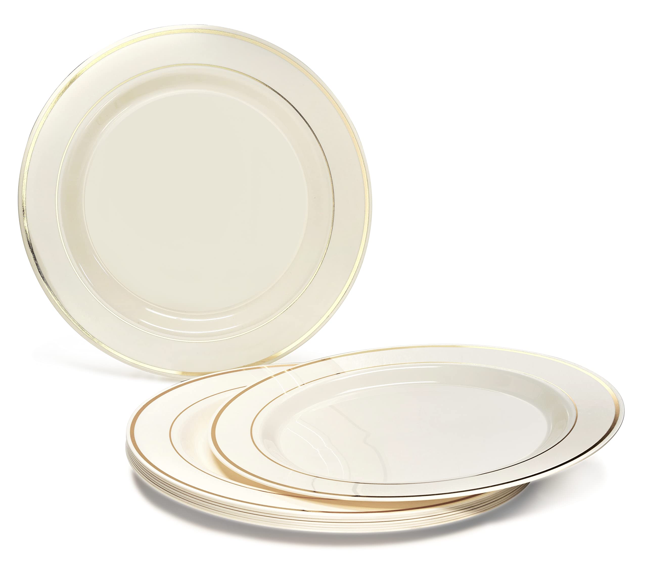 240-Pack Heavyweight Premium Disposable Plastic Plates for Weddings & Parties - 120 x 10.5