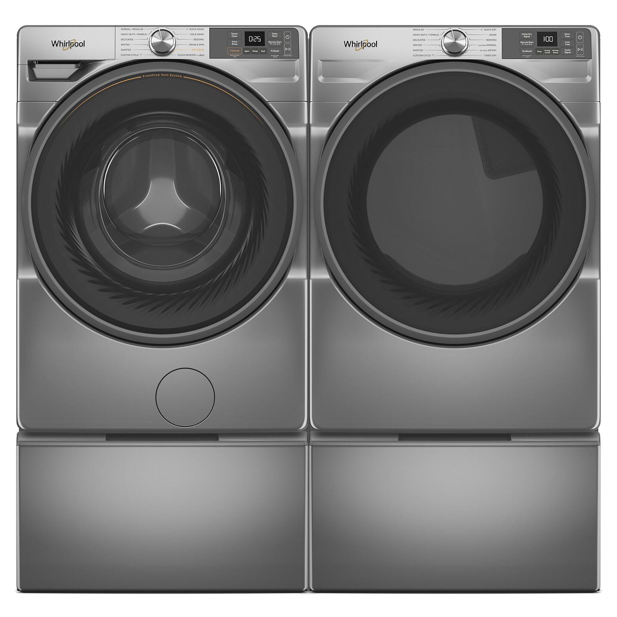 Whirlpool WFP2715RR Radiant Silver Pedestal - Compact Laundry Pedestal for Front Load Washers & Dryers, Space-Saving Storage Solution for Small Laundry Rooms