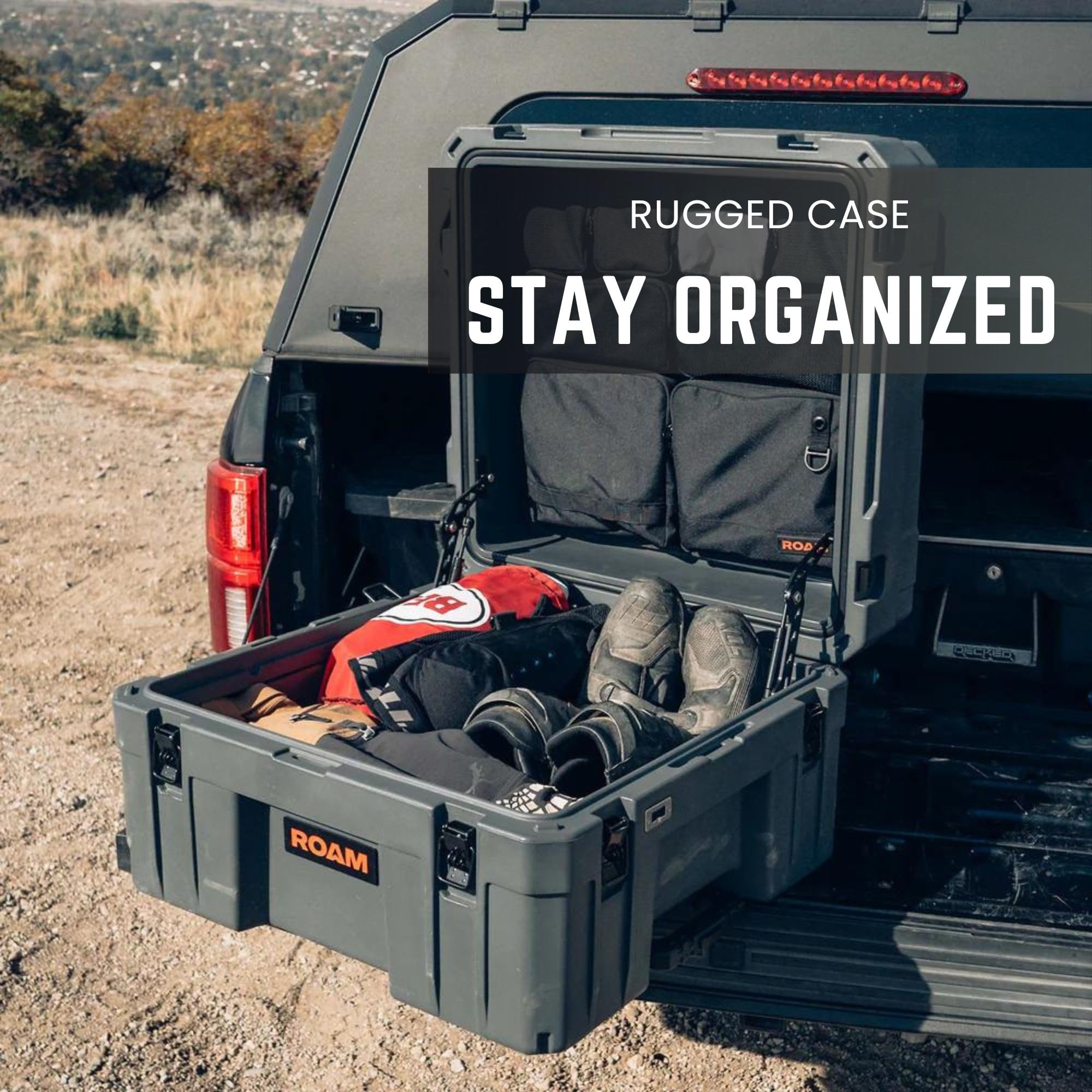 Roam Rolling Rugged Case - 132L Lockable LLDPE Shell Storage Box for Truck Bed, Rooftop Cargo & Camping Gear | Waterproof Overlanding Organizer for Outdoor Adventures, Road Trips & Off-Road Travel (Black)