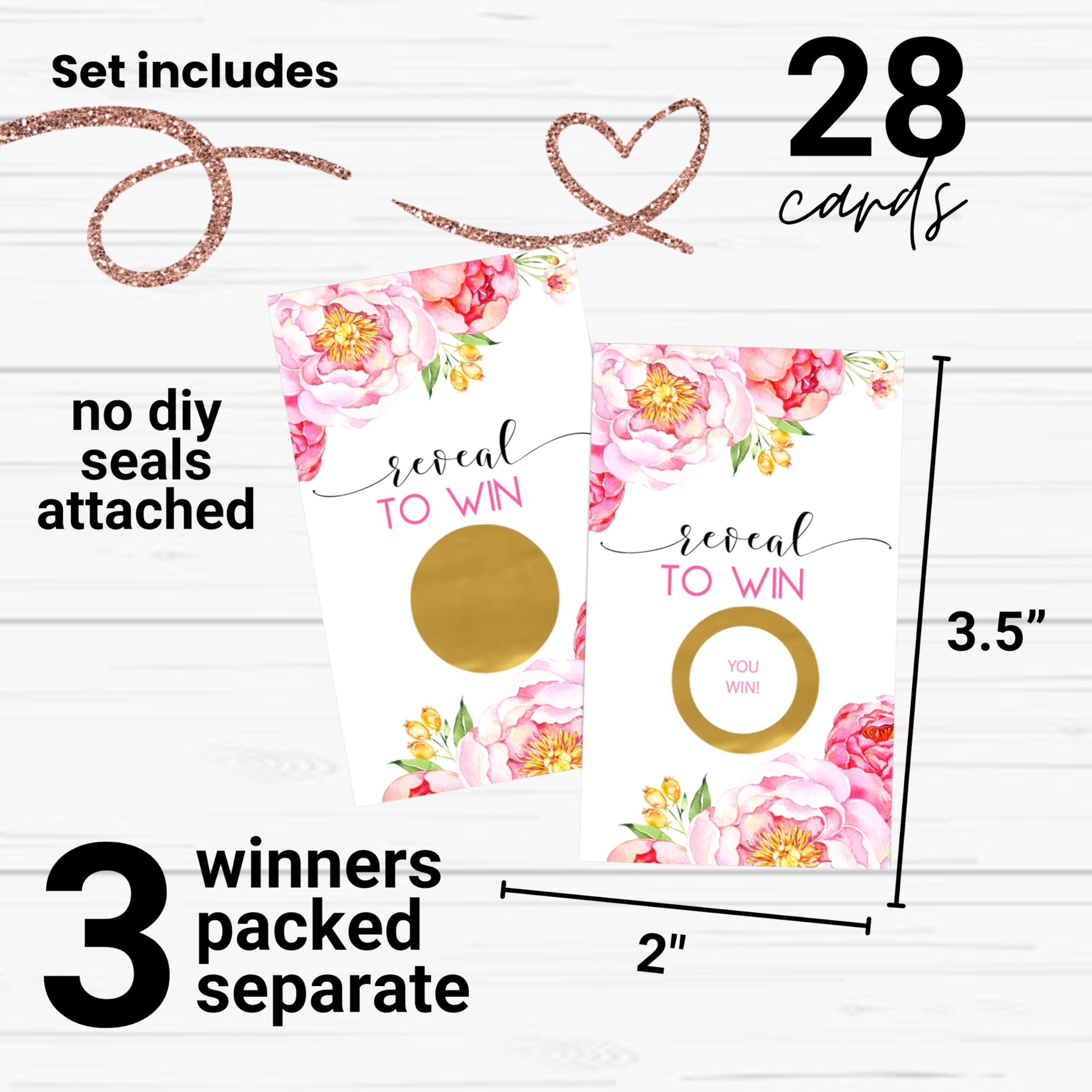 28 Pack Floral Scratch Off Game Cards for Baby Showers & Bridal Parties - Fun Lottery Ticket Style Prizes for Raffles, Door Gifts & Instant Wins - Perfect for Gender Reveals, Birthday Parties & Wedding Events