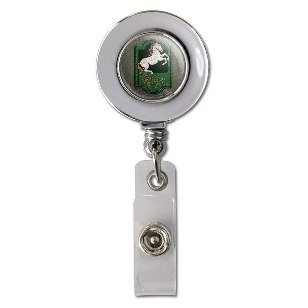 The Lord of The Rings The Prancing Pony Retractable ID Badge Reel - Chrome Metal Card Holder Clip for Work, Conventions & Cosplay